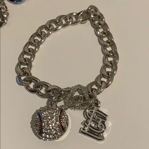 St Louis Cardinals Thick Silver Snap Bracelet